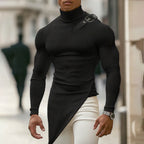 Damen nan asymmetrisches Longsleeve aus Feinstrick mit Stehkragen, diagonalem Saum und verstellbarem Schulterriemen R&B
