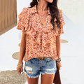 Damen Bluse mit voluminösen Rüschen und floralen Mustern R&B