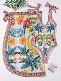 Damen Schwimmkleid mit floralem Design und Überwurf