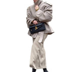 Damen Oversized Trenchcoat mit hochgeschlossenem Kragen und weiten Ärmeln R&B