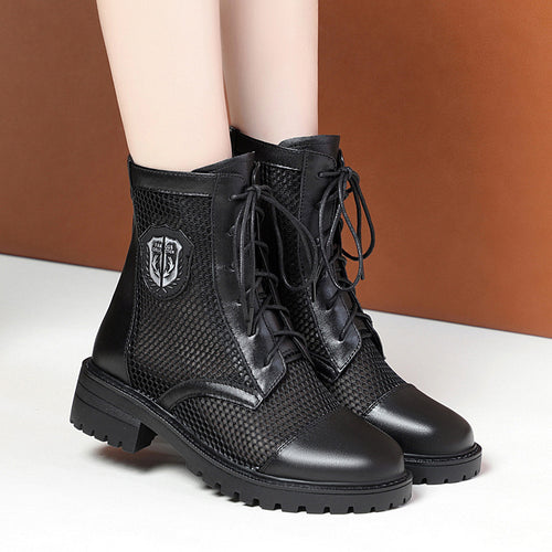 Damen Modische Stiefeletten aus atmungsaktivem Netzmaterial mit robusten Profilsohlen R&B