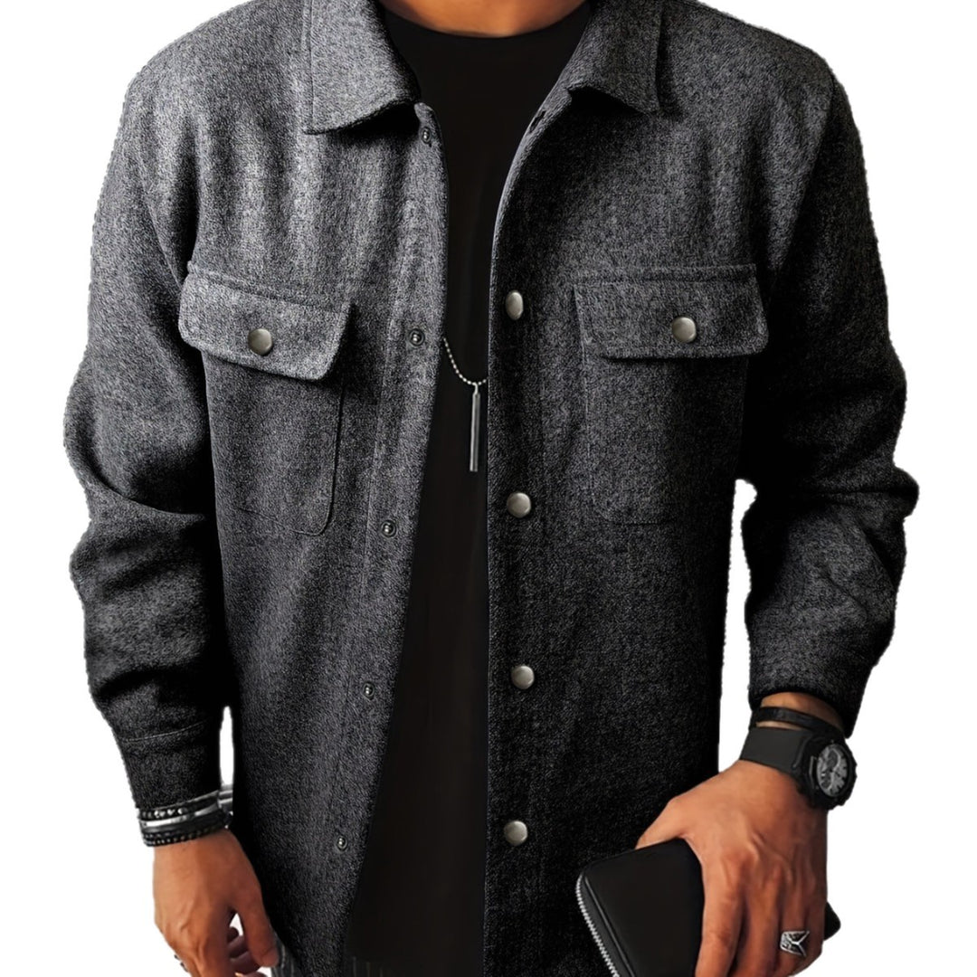 Herren nan Hemdenjacke aus Wollmix mit Druckknöpfen und Pattentaschen R&B