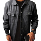 Herren nan Hemdenjacke aus Wollmix mit Druckknöpfen und Pattentaschen R&B