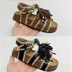 Damen lässige Sandalen mit dekorativen Quasten und verstellbarem Riemen R&B