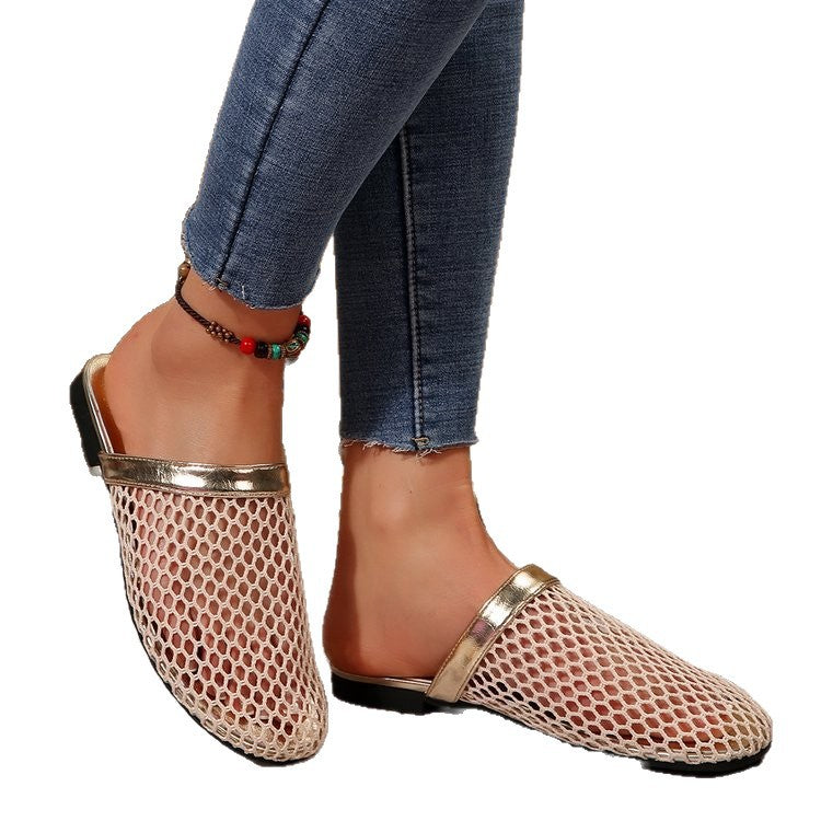 Damen elegante Mules mit glänzendem Obermaterial R&B