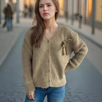 Damen Cardigan mit feinem Strukturmuster und dekorativen Knopfdetails R&B