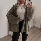 Damen Gemusterter Cardigan aus weichem Kuschelmaterial R&B