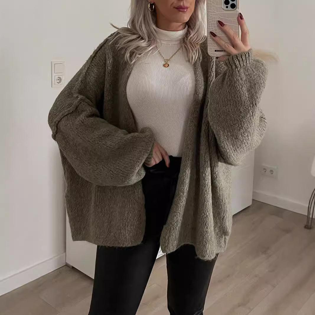Damen Gemusterter Cardigan aus weichem Kuschelmaterial R&B