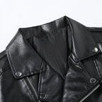 Herren Kunstleder Motorradjacke mit Reißverschluss R&B
