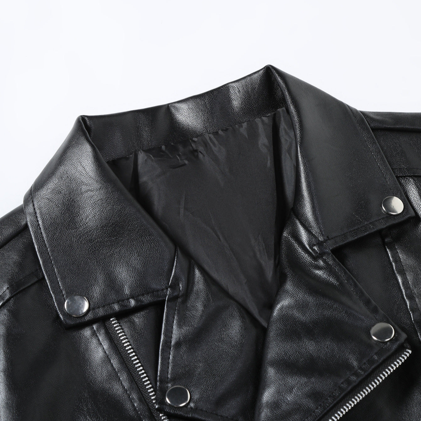Herren Kunstleder Motorradjacke mit Reißverschluss R&B