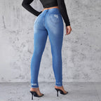 Damen Skinny Jeans mit modischen Ripped-Details und hohem Bund R&B