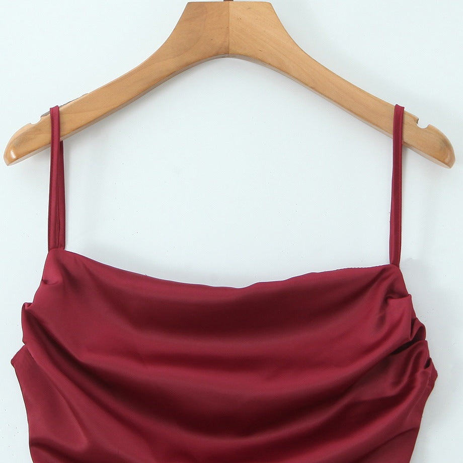Damen Satin Abendkleid mit Drapé-Ausschnitt R&B