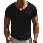 Herren Kurzarm Henley-Shirt mit strukturiertem Design und praktischen Knopfdetails R&B
