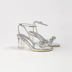 Damen Slingback-Sandalen mit glitzernden Dekoren und transparentem Blockabsatz R&B
