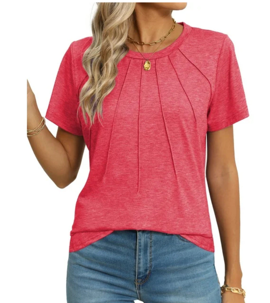 R&B | Plissee-T-Shirt mit Rundhalsausschnitt