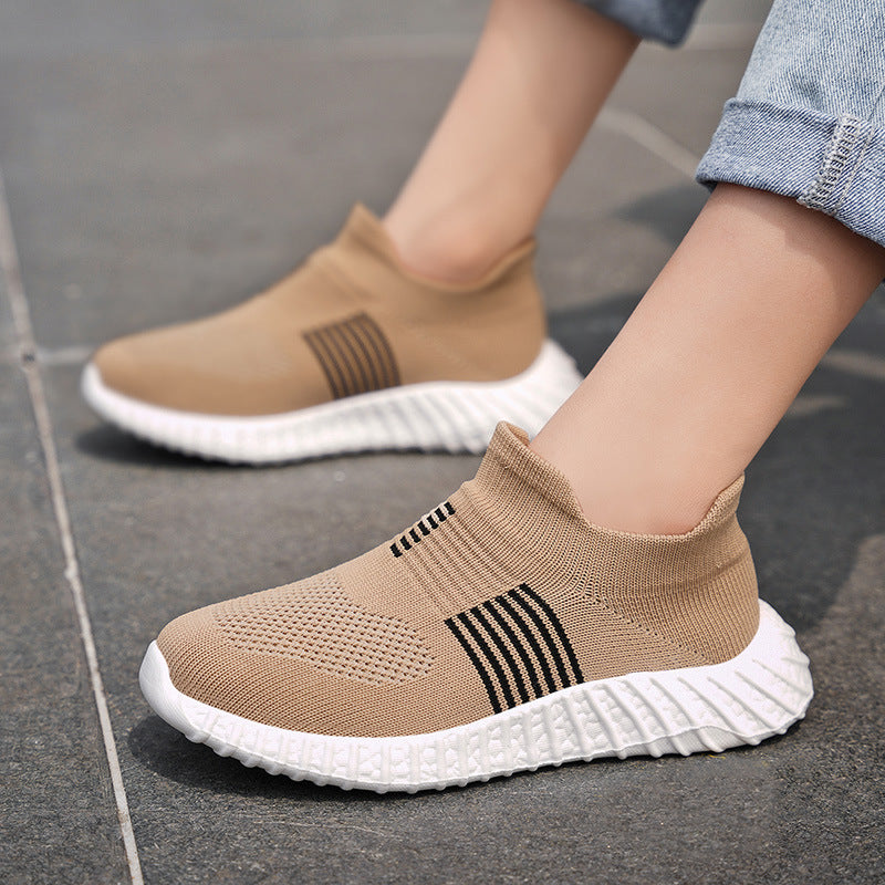 Damen Sportliche Strick-Sneaker mit elastischem Abschluss