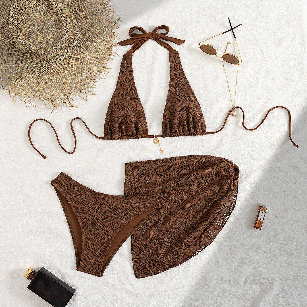 Damen Häkel-Bikini-Set mit schickem Rock R&B