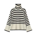 Damen Strickpullover mit Rollkragen und breiten Ärmeln R&B