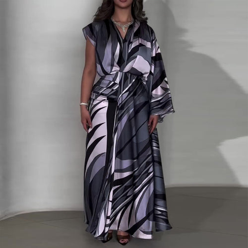 Damen Maxikleid mit innovativem Wickeldesign und schwingendem Saum R&B