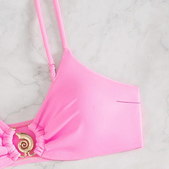 Damen Bikini-Set mit verspieltem Knoten und elegantem Gold-Detail R&B