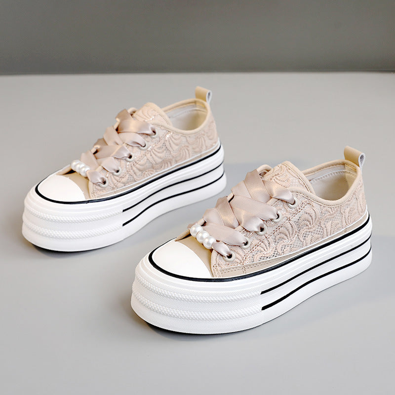 Damen Plateausneaker mit elegantem Spitzen-Design und modischen Akzenten R&B