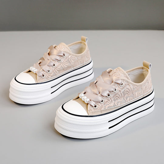 Damen Plateausneaker mit elegantem Spitzen-Design und modischen Akzenten R&B