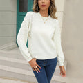 Damen kuscheliger Pullover mit feinem Strukturmuster und dekorativen Perlendetails R&B