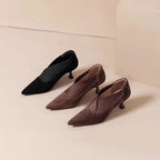 Damen Elegante spitze Pumps mit modischem V-Ausschnitt und weicher Veloursoberfläche R&B