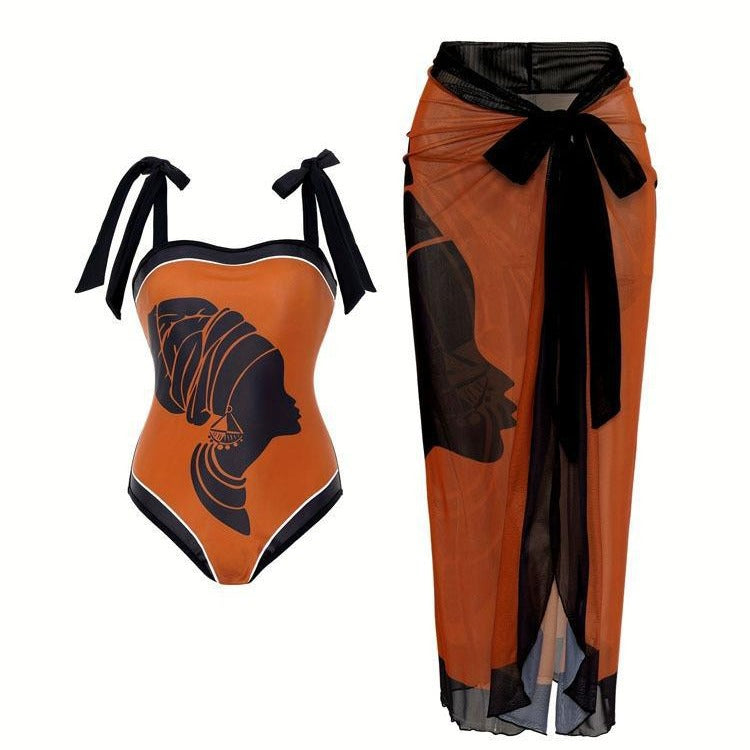 Damen Badeanzug mit luftiger Wickelrock R&B
