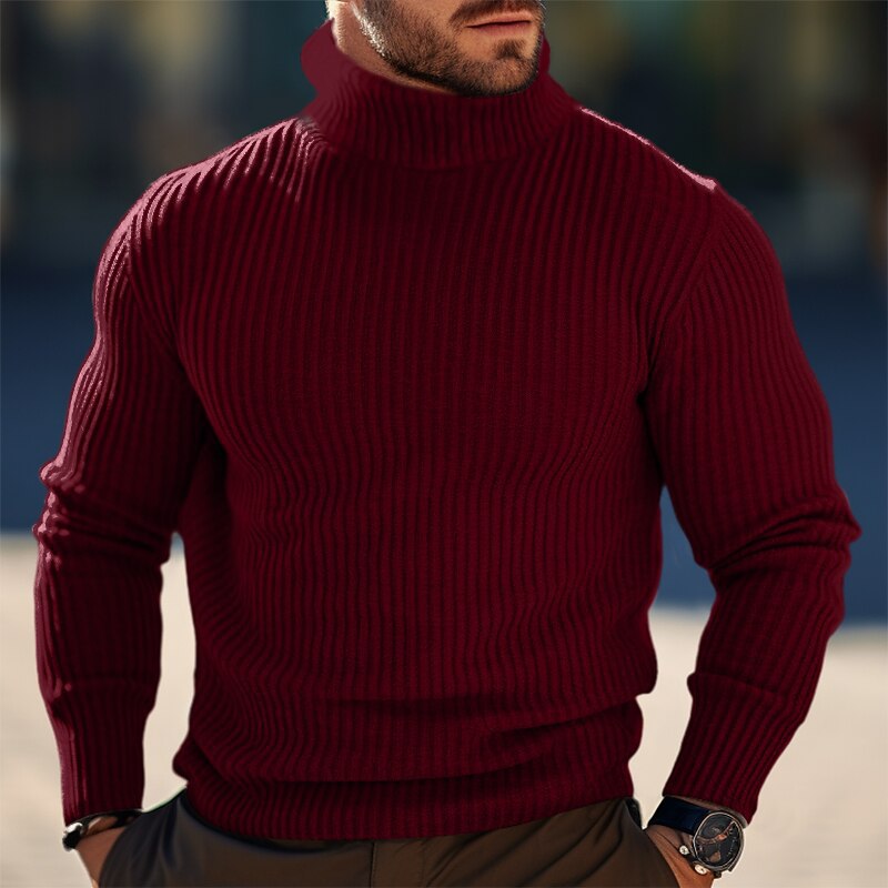 Herren Stehkragen Pullover aus strukturiertem Strick R&B
