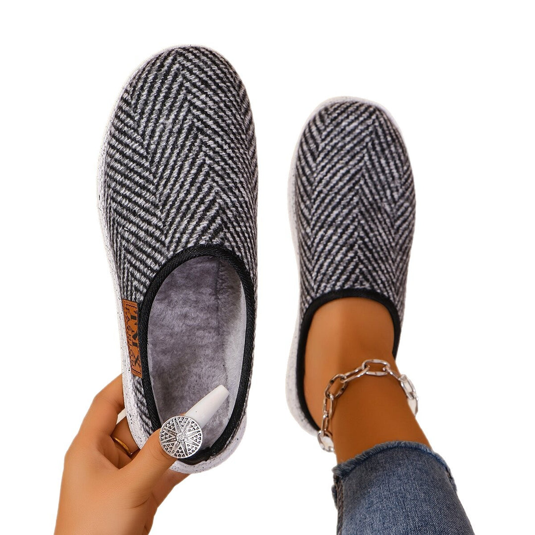 Damen Bequeme Hausschuhe mit Rutschfester Sohle und Herringbone-Muster R&B