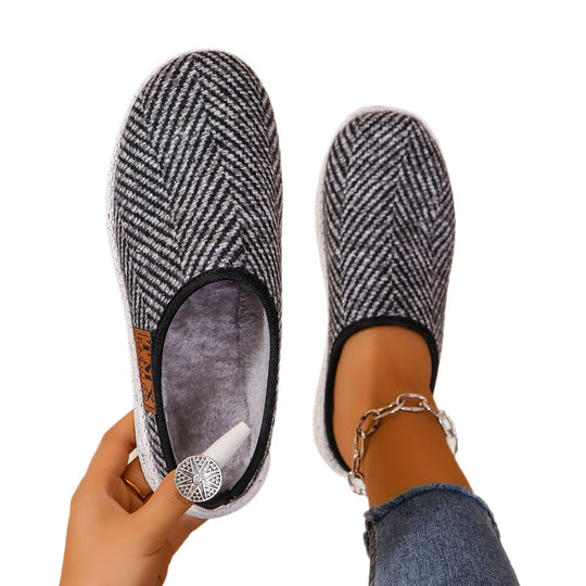 Damen Bequeme Hausschuhe mit Rutschfester Sohle und Herringbone-Muster R&B