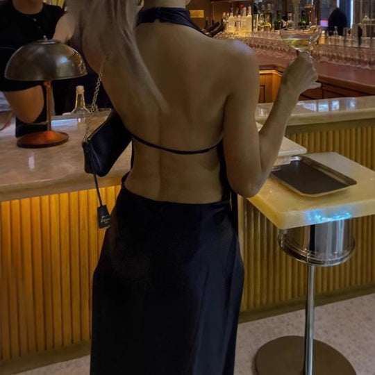 Damen Elegantes Maxikleid mit schulterfreiem Design und tiefer Rückenöffnung R&B