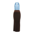 Damen Elegantes Maxikleid mit tiefem V-Ausschnitt und bauchbedeckendem Rockteil R&B