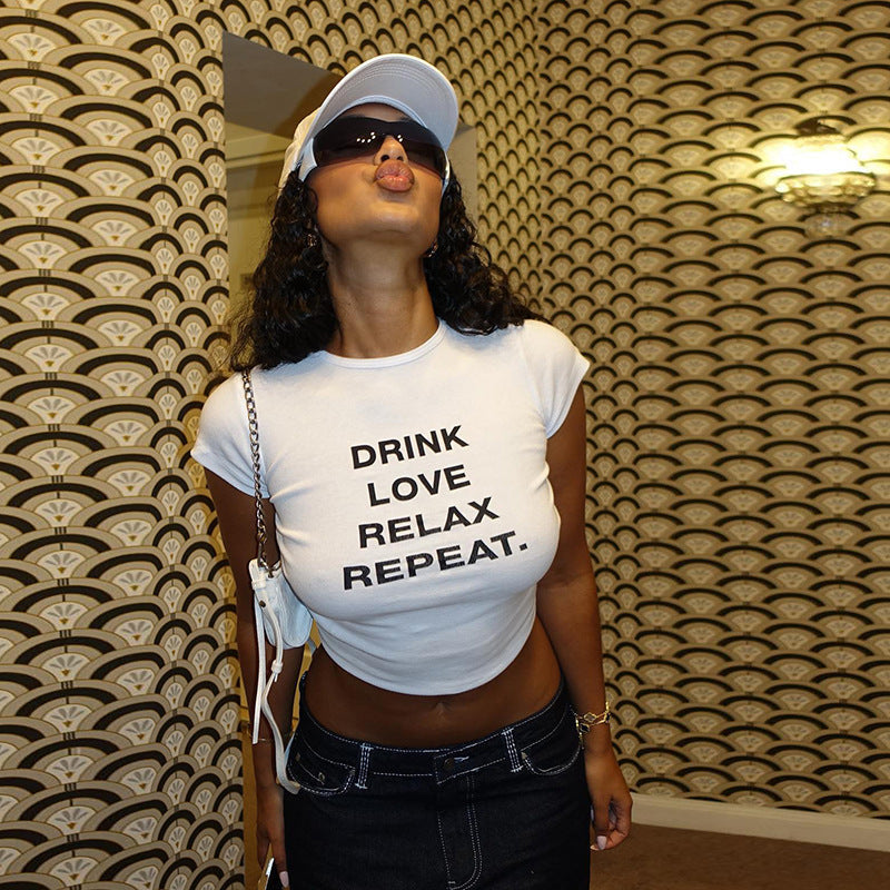 Damen cropped T-Shirt mit Motivdruck R&B