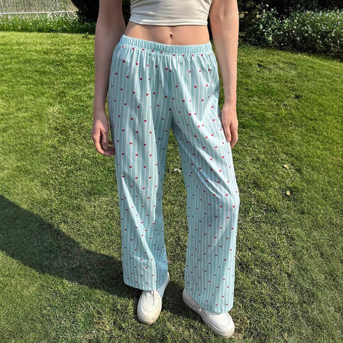 Damen Freizeit-Hose mit gestreiftem Design und Herzmotiven R&B