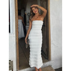Damen Sommerliches Rüschenkleid mit tailliertem Schnitt und schmalen Trägern R&B