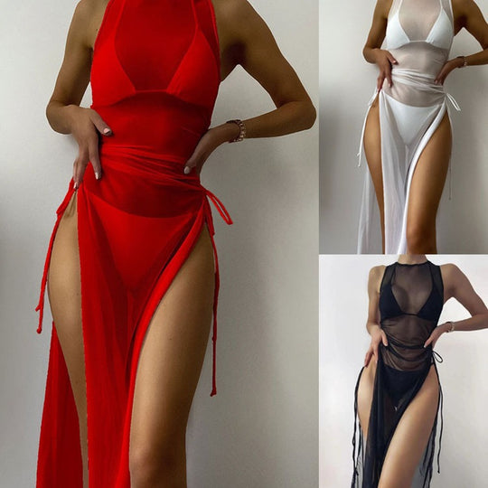 Damen Strandkleid mit asymmetrischem Wickeldesign R&B
