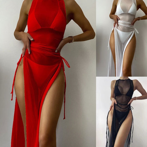 Damen Strandkleid mit asymmetrischem Wickeldesign R&B