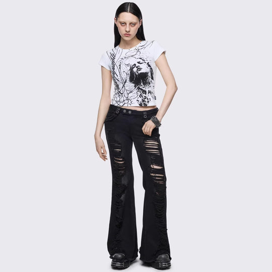 Damen Kreatives Grafik-Print T-Shirt R&B