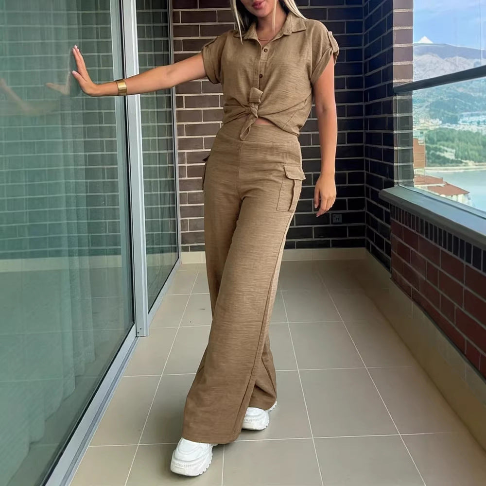 Damen lässiger Jumpsuit mit hochgeschlossenem Kragen und praktischen Seitentaschen R&B