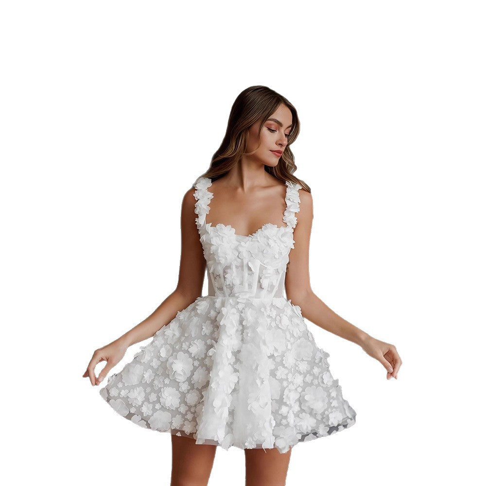 Damen Elegantes Maxikleid mit floralen Applikationen und transparenten Ärmeln R&B