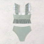 Damen Bikinis mit Rüschendetails und elastischem High-Waist-Schnitt R&B