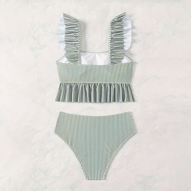 Damen Bikinis mit Rüschendetails und elastischem High-Waist-Schnitt R&B