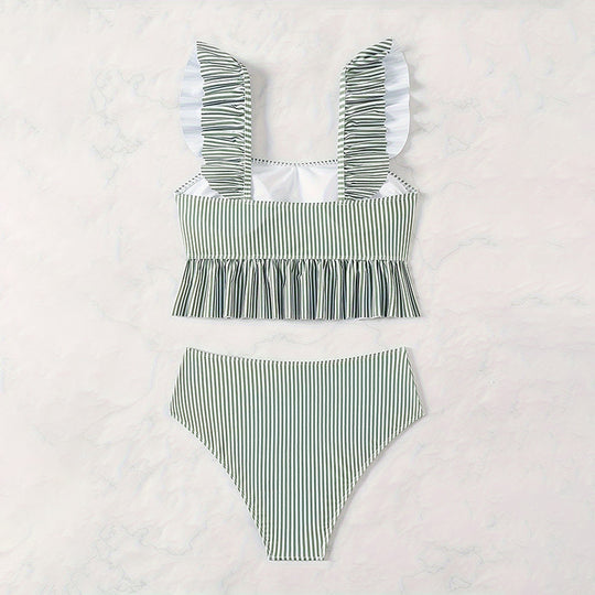 Damen Bikinis mit Rüschendetails und elastischem High-Waist-Schnitt R&B