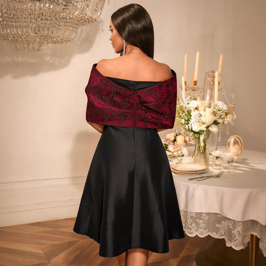 Damen Elegantes Abendkleid mit abnehmbarem Umhang R&B