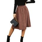 Damen Midi-Suede-Rock mit Knopfdetails R&B
