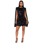 Damen Festliches Paillettenkleid mit capa-ähnlichem Design und elegantem Schnitt R&B