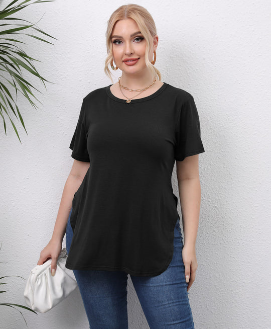 Damen lässiges T-Shirt mit seitlichen Eingrifftaschen R&B