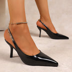 Damen Elegante Slingback-Pumps mit funkelndem Kettenakzent R&B